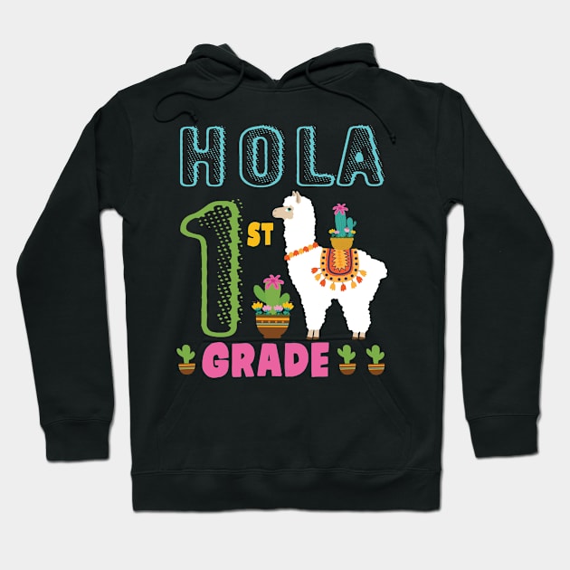 Cactus On Llama Student Happy Back To School Hola 1st Grade Hoodie by bakhanh123